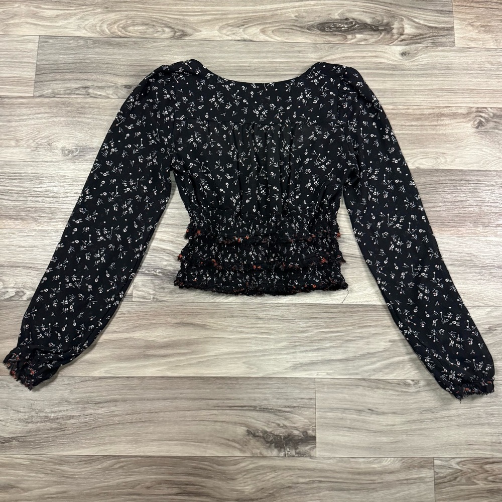 Free People Lolita Floral Smocked Long Sleeve Blouse Size Small - Picture 6 of 7